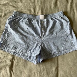 Aritzia Light Blue Striped Boxer Shorts